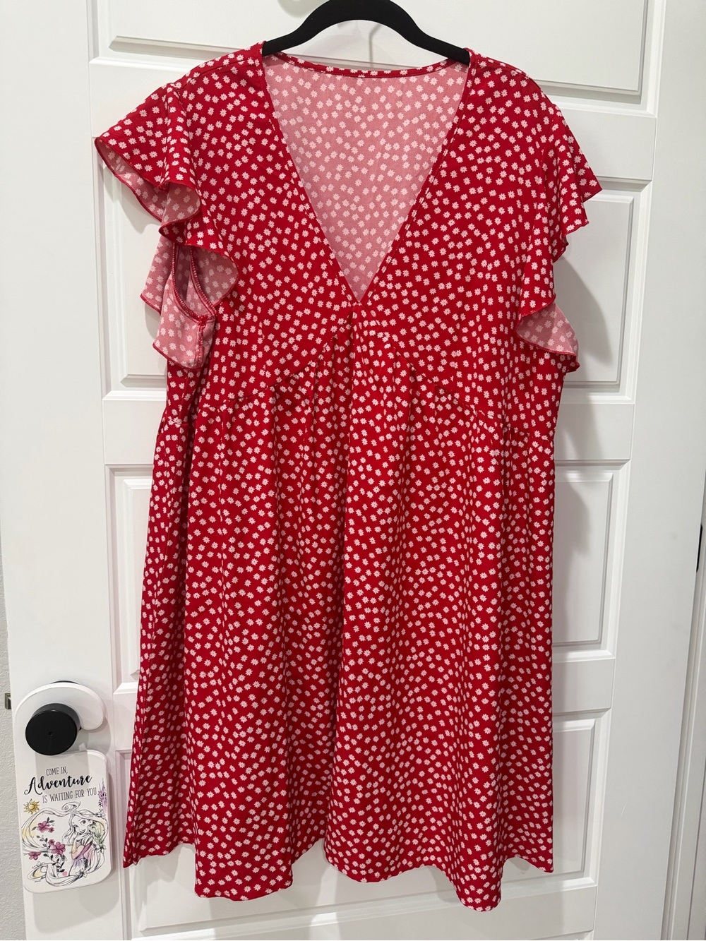 Girls' Red Polka Dot Ruffle Sleeve Dress